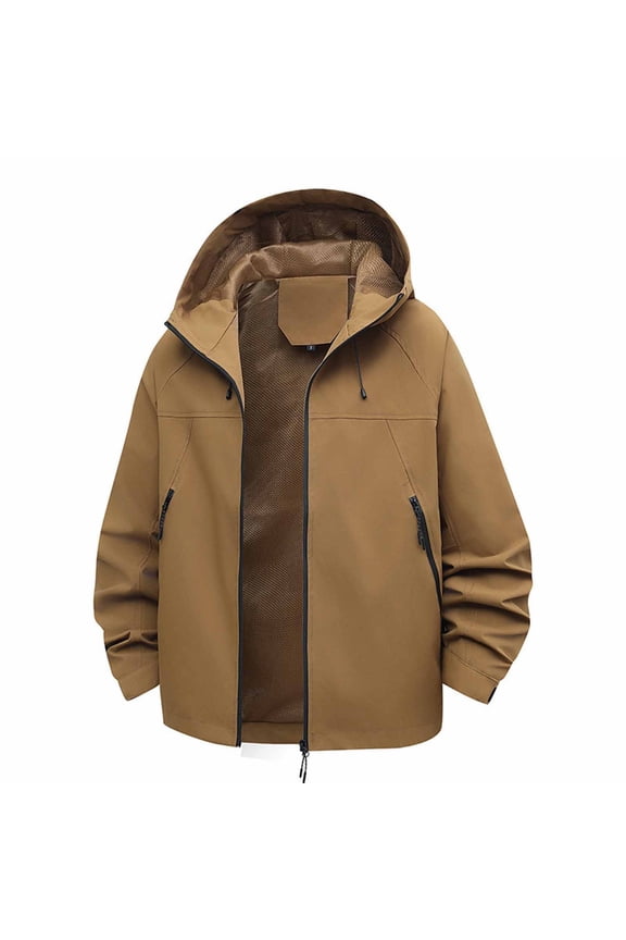 Plus Size Waterproof Active Outdoor Rain Jacket Rain Coat for Women Softshell for Hiking and Travel Lightweight Zip up Fall and Winter Raincoat Windbreaker with Hood Coffee XXL