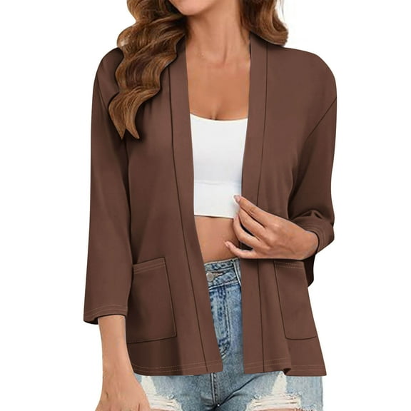 Jtjvou Soft Thin Cardigans Lightweight Cardigan for Women Plus Size Breathable Cover Ups Dusters Tops Open Front Long Sleeve Trendy Casual Loose Coffee XL