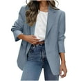 thumbnail image 1 of Jtjvou Solid Color Office Cardigan Trendy Suit Jacket Lightweight Slim-Fit Front Open Blouse Work Blazer with Pockets Blazer for Women Business Lapel Jacket Button up Blue S, 1 of 8