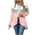 thumbnail image 1 of Jtjvou Trendy Tops Open Front Lightweight Cardigan for Women Soft Thin Cardigans Casual Loose Long Sleeve Breathable Cover Ups Dusters Plus Siz High Low Hem Pink L, 1 of 7