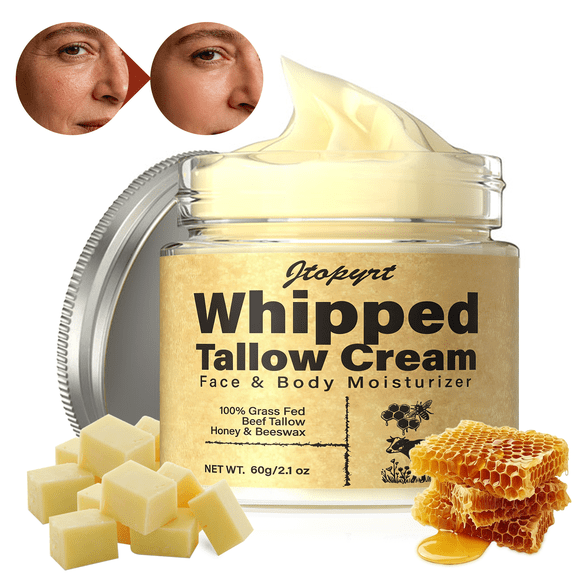 Jtopyrt Beef Tallow for Skin,Tallow Moisturizer for Face & Body - Natural Skin Care for Women and Men (60g)