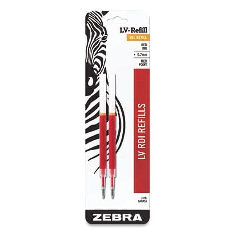 ZEBRA PEN Ju Refill For Jimnie, Sarasa, Sarasa, Ecosarasa, Orbitz, Z-Grip, Z-Grip And Gr8 Gel Roller Ball Pens, Medium, Red, 2/Pack