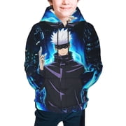 Ju-jutsu Gojo Kai-sen Kids Hoodie 3D Print Pullover Hooded Long Sleeve Sweatshirts Tops Blouse with Pocket for Boys Girls