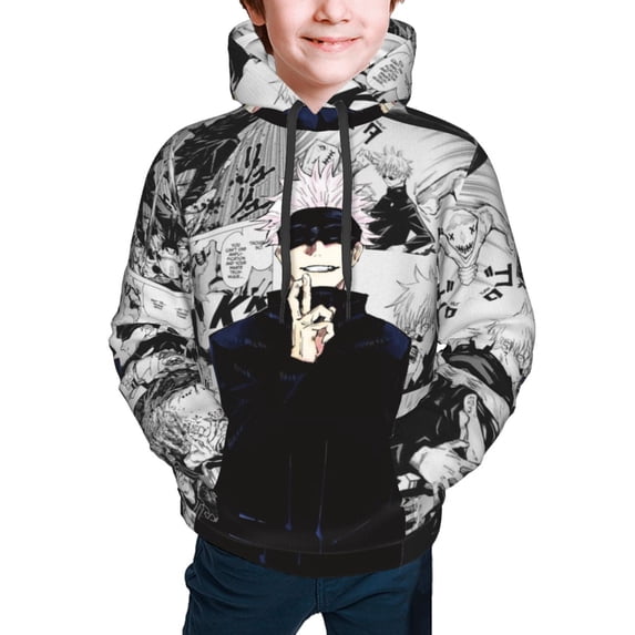 Ju-jutsu Gojo Kai-sen Kids' Hoodie 3d Print Sweatshirt Soft Pullover Hooded With Big Pockets For Boys Or Girls Large