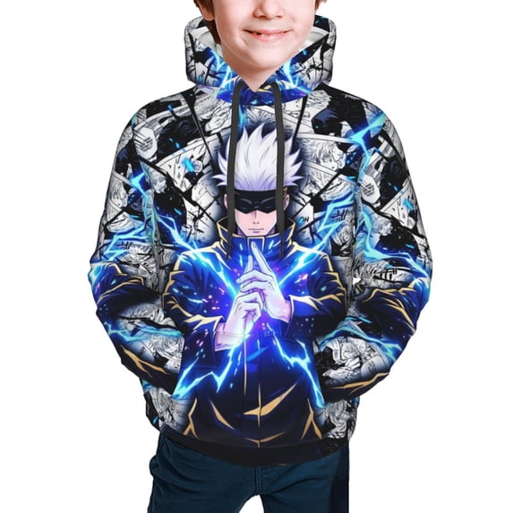 Ju-jutsu Gojo Kai-sen Kids' Hoodie 3d Print Sweatshirt Soft Pullover Hooded With Big Pockets For Boys Or Girls Small