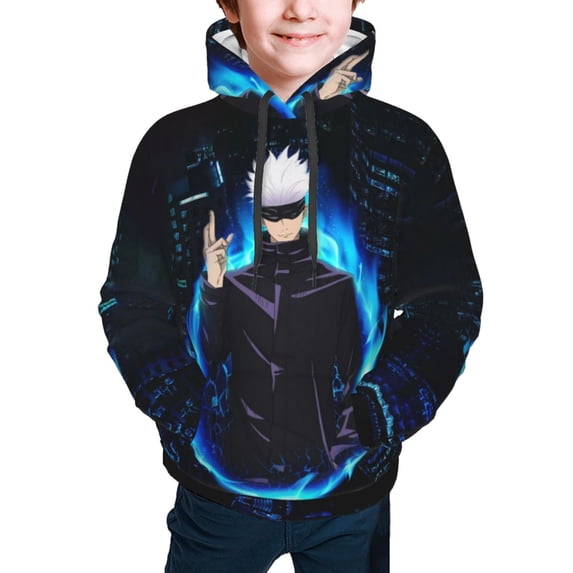 Ju-jutsu Gojo Kai-sen Kids' Hoodie 3d Print Sweatshirt Soft Pullover Hooded With Big Pockets For Boys Or Girls X-Large