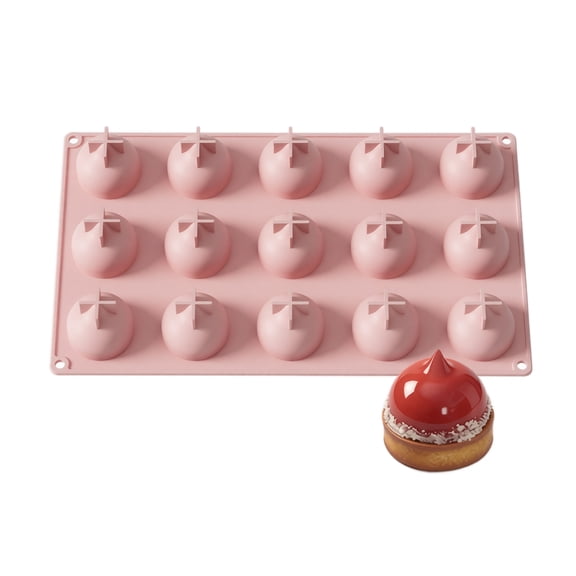 JuDWoC 3D Ball Silicone Mold 15 Cavity Round Sphere Pan 11 Inch Food Grade Non Stick French Mousse Cake Form Reusable Stress Relief DIY Crafting Base for Soap Candy Chocolate