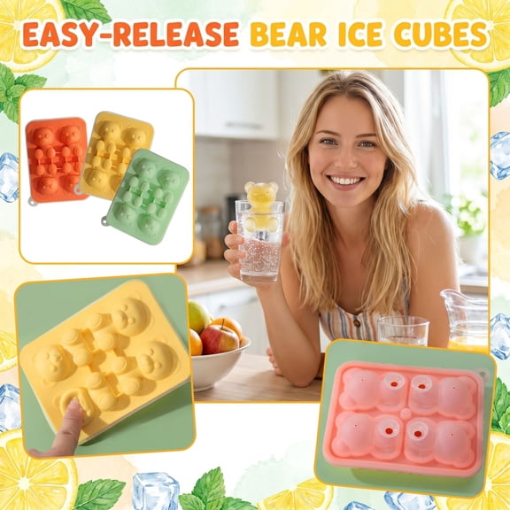 JuDWoC Bear Ice Cube Silicone Mold 5.51 Inch Flexible Animal Form 1PC Food Grade Non Stick Chocolate Casting Base Reusable Detailed Crafting Form for Soap Candy Jelly Biscuit Baking