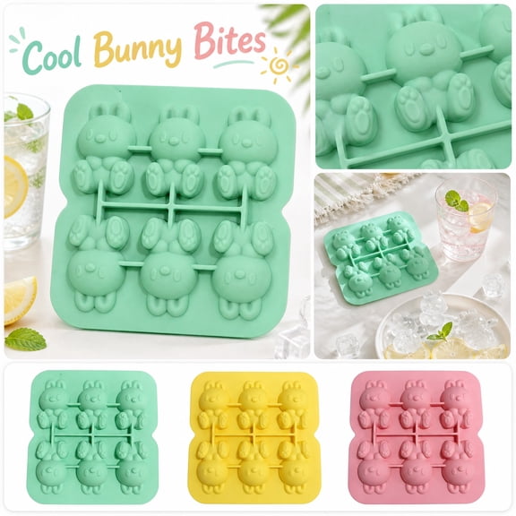 JuDWoC Bunny Ice Cube Silicone Mold 5.51 Inch Flexible Rabbit Form 1PC Food Grade Non Stick Chocolate Casting Base Reusable Detailed Crafting Form for Soap Candy Jelly Biscuit Baking