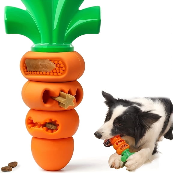 JuDWoC Chew Toys Indestructible Dog Toy Dog Toys for Aggressive Chewers Tough Dog Chew Bone, Hard Nylon & Rubber Teeth Cleaning Toy, Carrot-Shaped Dog Chew Toy for Large Breed 6.9 Inch