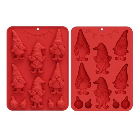 JuDWoC Christmas Silicone Mold 8.66 Inch Cartoon Santa Snowman Pan Food Grade Non Stick Chocolate Cake Decorating Base Reusable Detailed Festive Form for Handmade Soap Candy Biscuit
