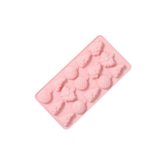 JuDWoC Christmas Silicone Mold 8 Inch Flexible Holiday Baking Pan 1PC Food Grade Non Stick Chocolate Casting Form Reusable Detailed Festive Motif Base for Handmade Soap Candy Jelly