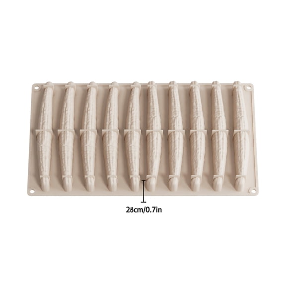 JuDWoC Eclair Silicone Mold 10 Cavity Rectangle Mousse Pan 11 Inch Food Grade Non Stick Chocolate Casting Form Reusable Temperature Resistant Base for Handmade Soap Candy Pudding