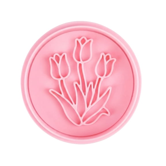 JuDWoC Flower Cookie Cutter Single Mold 2.4 Inch 3D Rose Tulip Blossom Form Spring Floral Biscuit Pastry Plunger 1PC Food Grade DIY Fondant Baking Stamp Detailed Embossing Press Tool for Cake