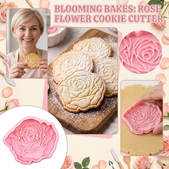 JuDWoC Flower Cookie Cutter Single Mold 2.4 Inch 3D Rose Tulip Blossom Form Spring Floral Biscuit Pastry Plunger 1PC Food Grade DIY Fondant Baking Stamp Detailed Embossing Press Tool for Cake