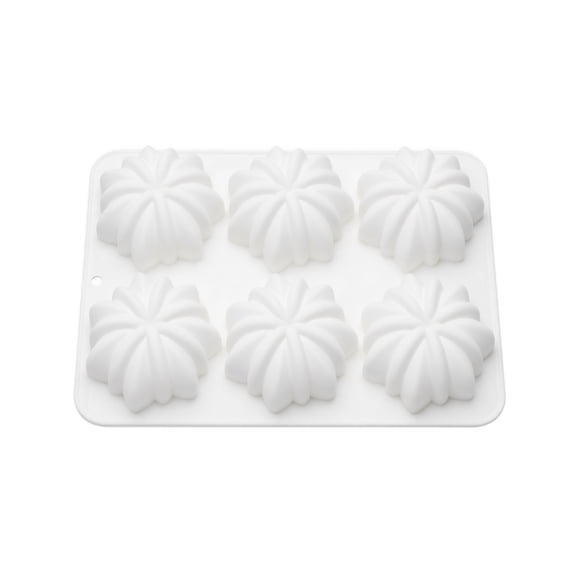 JuDWoC Fluted Petal Silicone Mold 6 Cavity Custom Mousse Pan 8.66 Inch Food Grade Non Stick Chocolate Cake Form Reusable Temperature Resistant Base for Soap Candy Pudding