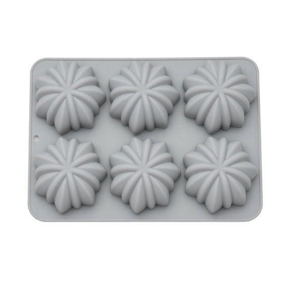 JuDWoC Fluted Petal Silicone Mold 6 Cavity Custom Mousse Pan 8.66 Inch Food Grade Non Stick Chocolate Cake Form Reusable Temperature Resistant Base for Soap Candy Pudding
