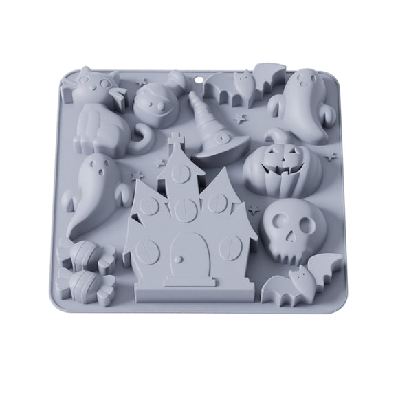 JuDWoC Halloween Series Silicone Mold 6.69 Inch Castle Ghost Pan 1PC Food Grade Non Stick Chocolate Casting Form Reusable Detailed Gothic Motif Base for Handmade Soap Candy Biscuit Cake