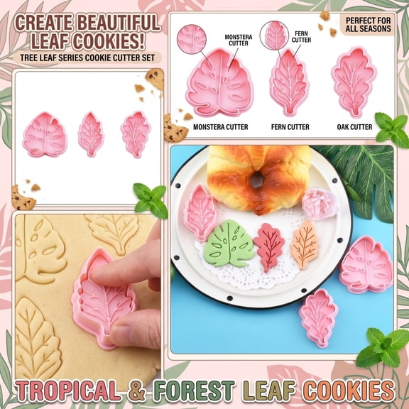 JuDWoC Leaf Series Baking Mold Single Cutter 2.4 Inch 3D Foliage Biscuit Stamp Realistic DIY Maple Fern Embossing Plunger 1PC Food Grade Pastry Presser Tool for Dough Chocolate Confectionery