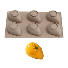 JuDWoC Mango Silicone Mold 6 Cavity French Mousse Pan 11 Inch Food Grade Non Stick Tropical Fruit Baking Tray Reusable Detailed Botanical Form for Handmade Soap Candy Chocolate