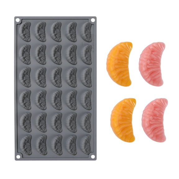 JuDWoC Orange Slice Silicone Mold 11 Inch Citrus Mousse Pan Food Grade Non Stick Chocolate Casting Form Reusable Detailed Fruit Baking Tray for Handmade Soap Candy Cookie Dessert