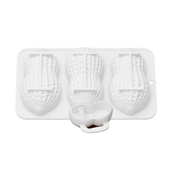 JuDWoC Peanut Shaped Silicone Mold 8.58 Inch Flexible Mousse Pan 1PC Food Grade Non Stick Chocolate Casting Form Reusable Detailed Crafting Tray for Soap Candy Cake Biscuit Baking