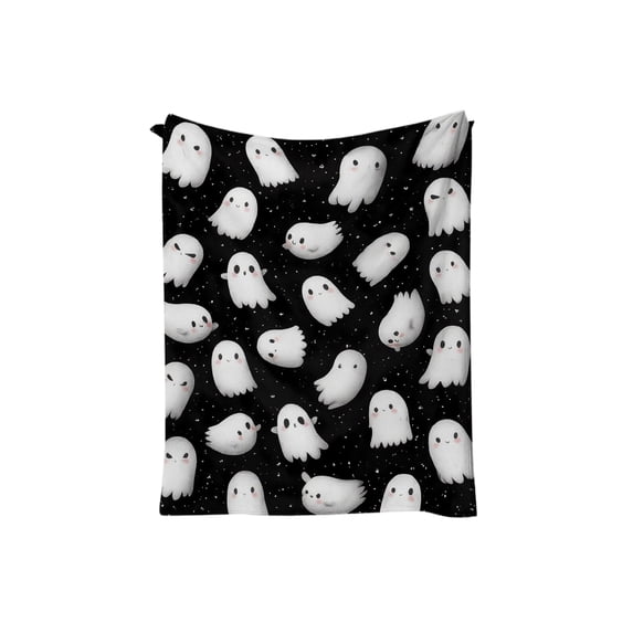 JuDWoC Pink Pumpkin Patch Throw Blanket Soft Flannel Fleece Blanket Cute Ghost Black Cat Skull RIP Gravestone Pattern Blanket for Sofa Couch Bed Decor 39.3*27.6in