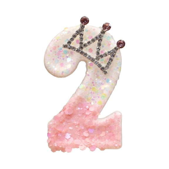 JuDWoC Princess Crown Number 2 Birthday Candle Pink and White Cake Topper Cupcake Decorations Princess Themed Party Decor Favors Anniversary Celebrations Supplies