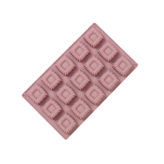 JuDWoC Square Mousse Silicone Mold 15 Cavity Cube Pastry Pan 11 Inch Food Grade Non Stick Chocolate Casting Form Reusable Detailed Dessert Base for Soap Biscuit Candy
