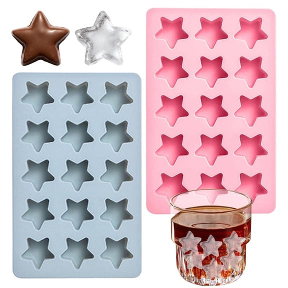 JuDWoC Star Shaped Silicone Mold 15 Cavity Celestial Pastry Pan 7 Inch Food Grade Non Stick Chocolate Casting Form Reusable Detailed Crafting Tray for Handmade Soap Candy Jelly Cube