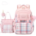 thumbnail image 1 of JuDWoC Work Backpack Travel Bag Backpack School 3PCS Checkered Pattern Charm Accent Lightweight Water Resistant Multi Layer Storage Rucksack Everyday Laptop Storage Casual Daypack Pack 16.2in, 1 of 5
