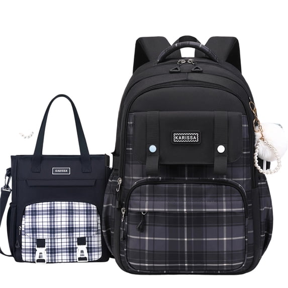 JuDWoC Work Backpack Travel Bag Backpack School 3PCS Checkered Pattern Charm Accent Lightweight Water Resistant Multi Layer Storage Rucksack Everyday Laptop Storage Casual Daypack Pack 16.2in