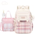 thumbnail image 1 of JuDWoC Work Backpack Travel Bag Backpack School 3PCS Checkered Pattern Charm Accent Lightweight Water Resistant Multi Layer Storage Rucksack Everyday Laptop Storage Casual Daypack Pack 16.2in, 1 of 5
