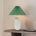 thumbnail image 1 of JuGuo Vintage Pleated Ceramic Table Lamp-3 Way Dimmable with USB Port & 4W LED Bulb - Touch Control Boho Table Lamp with Green Pleated Lampshade, Perfect for Living Room & Home Office Decor, 1 of 6