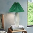 thumbnail image 1 of JuGuo Vintage Pleated Ceramic Table Lamp for Bedroom - 3 Way Dimmable with USB Port & 4W LED Bulb - Touch Control Boho Table Lamp with Green Pleated Lampshade, Perfect for Living Room & Home Decor, 1 of 6