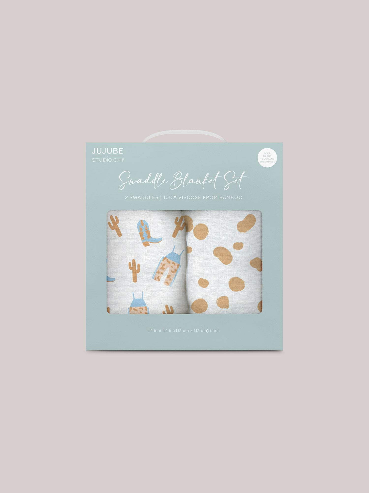 JuJuBe x Studio Oh! 2-Pack Square Swaddle Blanket Set - Howdy Partner Blue