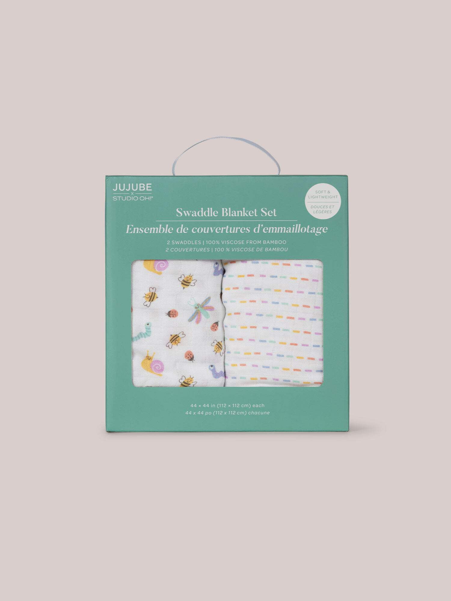 JuJuBe x Studio Oh! 2-Pack Square Swaddle Blanket Set - Love Bug