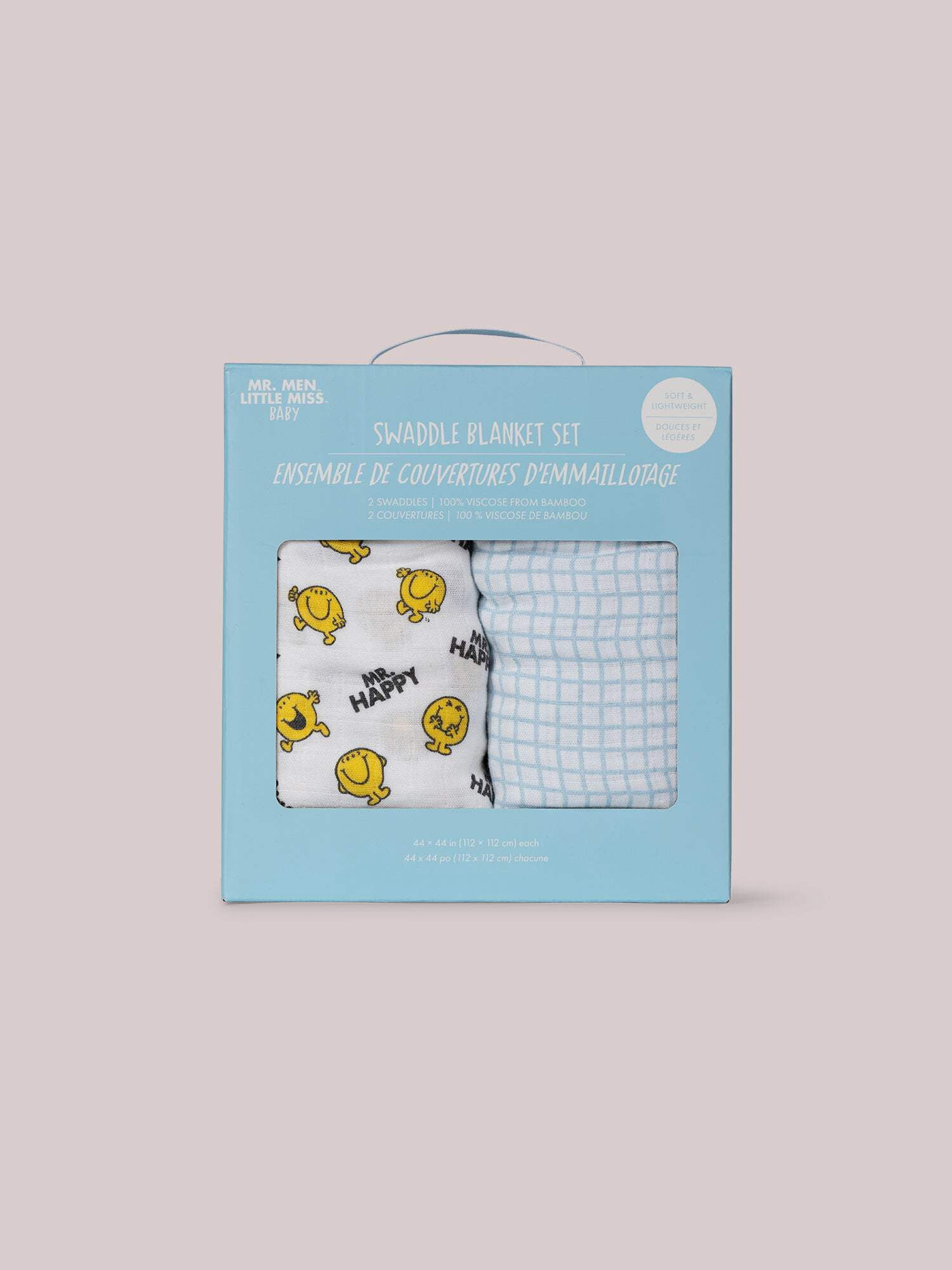 JuJuBe x Studio Oh! 2-Pack Square Swaddle Blanket Set - Mr. Happy