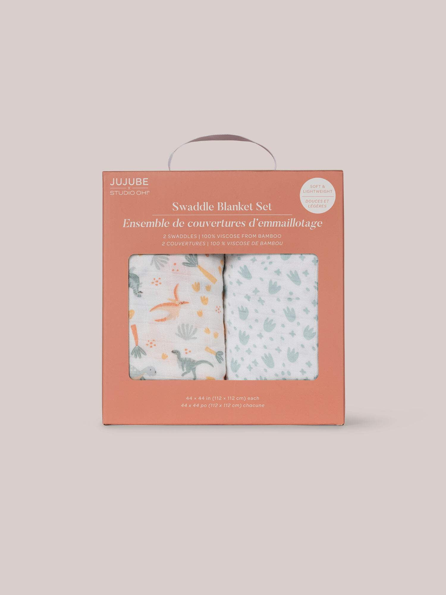JuJuBe x Studio Oh! 2-Pack Square Swaddle Blanket Set - Roarsome
