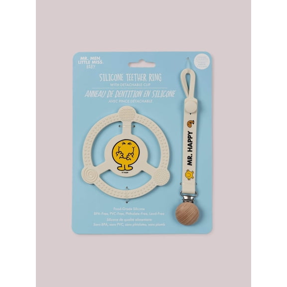 JuJuBe x Studio Oh! Silicone Teether Ring & Detachable Clip - Mr. Happy