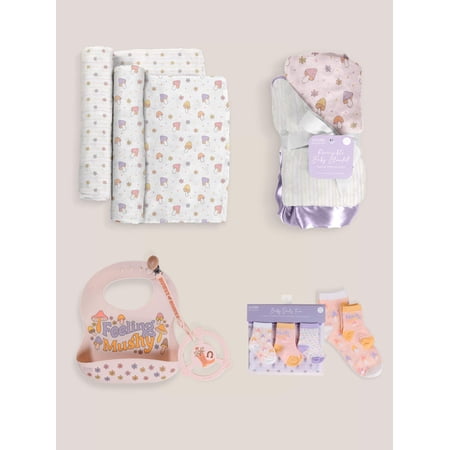 JuJuBe x Studio Oh! Socks, Bib, Teething Ring, Blankets Baby Bundle - Mushy Love