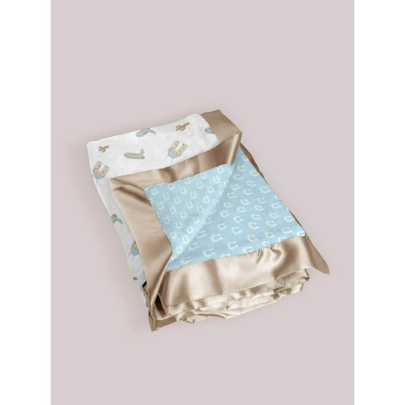 JuJuBe x Studio Oh! Ultra-Soft Thick Reversible Baby Blanket - Howdy Partner Blue