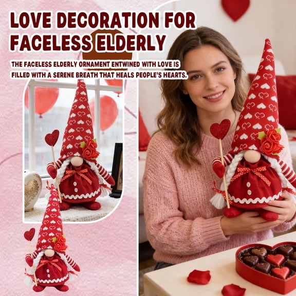 JuWDoC Stuffed Animal Valentines Day Gifts Valentines Day Gifts for Her Home Decor Valentines Day Decorations Valentine's Day Home Table Gnome Ornament Rudolph Doll Wedding Decoration Gift 15.3 Inch