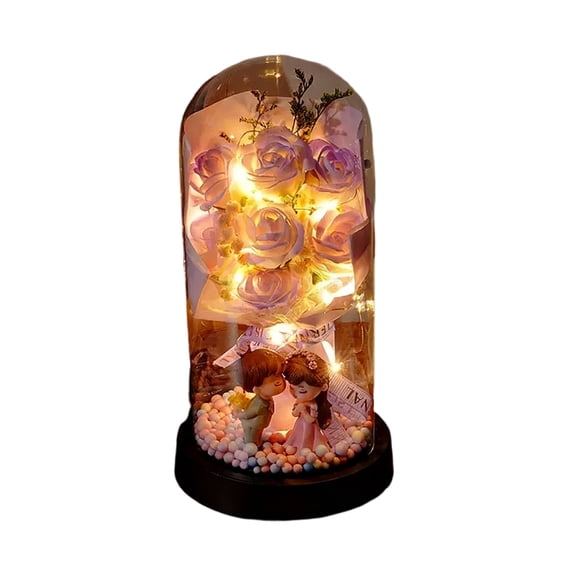 JuWDoc 8.6 Inch Valentines Day Gifts for Her-Beauty,Lasts Forever Red Roses,Light Up Rose in Glass Dome,Gifts for Women,Birthday Gifts for Mom,Wife,Grandma,Anniversary,Mothers,Thanksgiving