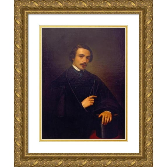 Juan Cordero 19x24 Gold Ornate Framed and Double Matted Museum Art Print Titled - Self-Portrait (1847)