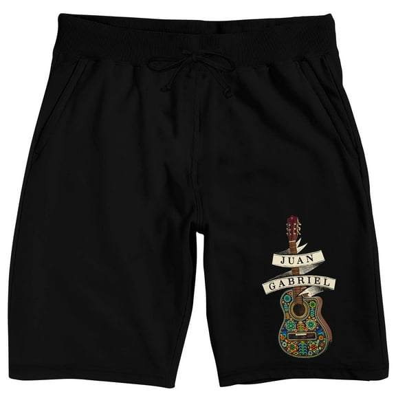 Juan Gabriel Colorful Guitar Men's Black Lounge Shorts-L