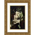 thumbnail image 1 of Juan Gris 11x14 Gold Ornate Wood Frame and Double Matted Museum Art Print Titled - Compotier and Checkered Tablecloth (Fruit Dish on Has Checkered Tablecloth) (1917), 1 of 4