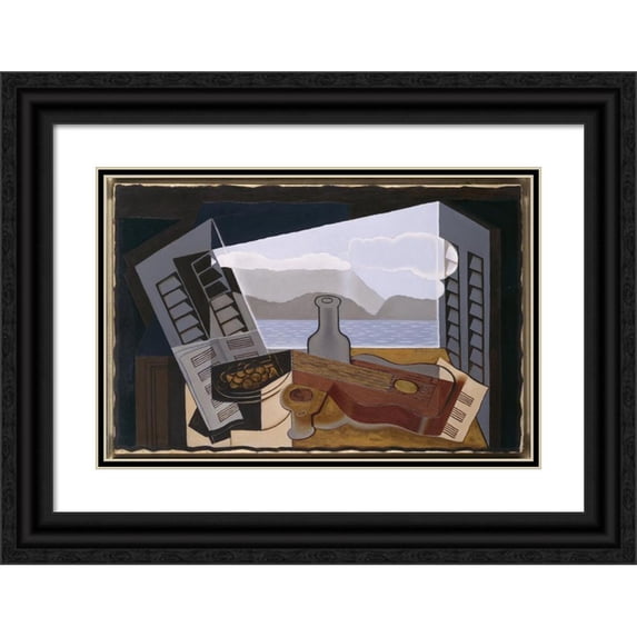 Juan Gris 14x11 Black Ornate Wood Framed Double Matted Museum Art Print Titled: The Open Window (1921)