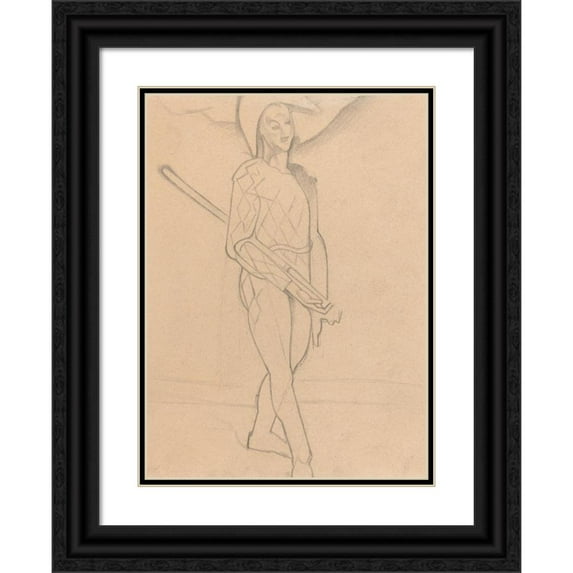 Juan Gris 14x18 Black Ornate Wood Framed Double Matted Museum Art Print Titled - Harlequin (1916)
