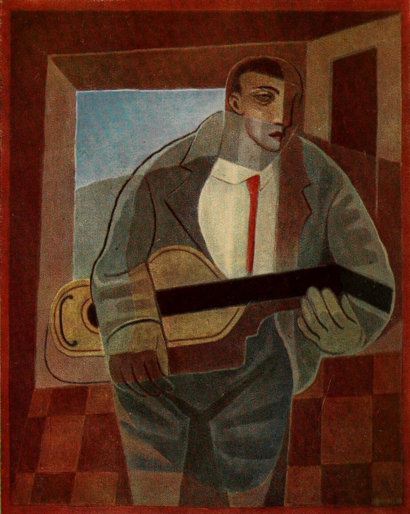 Juan Gris 1929 The Guitar-player Canvas Art - Juan Gris (18 x 24)